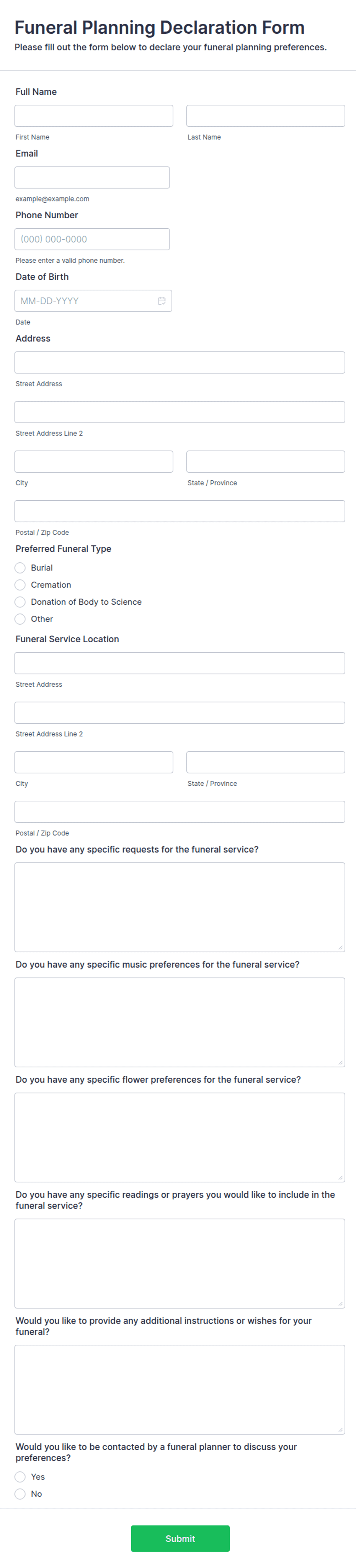 Funeral Planning Declaration Form Template Jotform funeral-planning-declaration-form-template-jotform