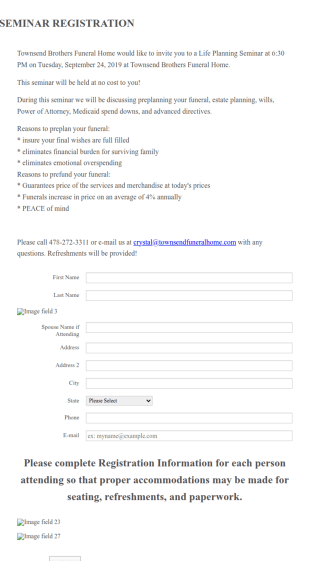 Funeral Pre Arrangement Seminar Registration Form Template