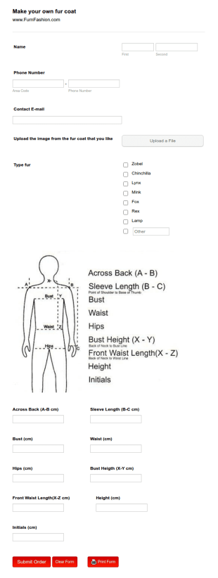 Clothes Order Form Template