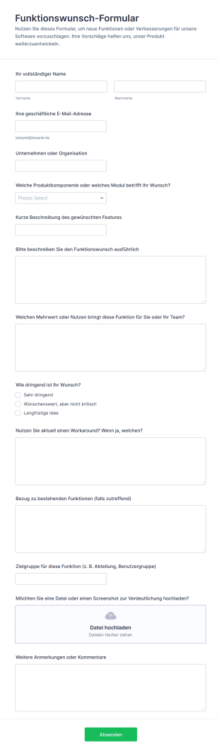 Funktionswunsch Formular