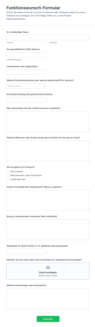 Funktionswunsch Formular