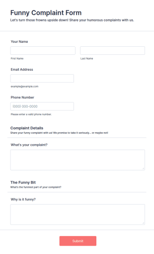 Funny Complaint Form Template