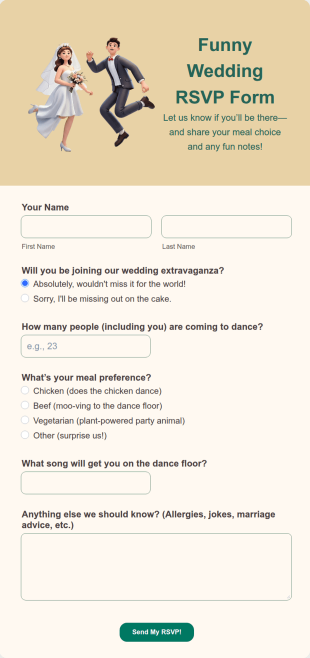 Funny Wedding RSVP Form Template