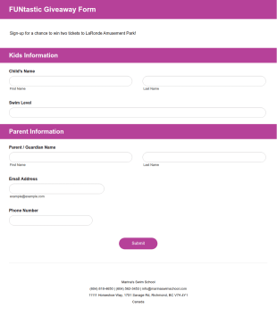FUNtastic Giveaway Form Template