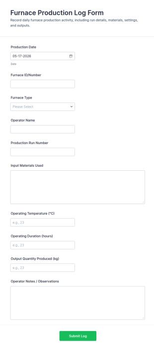 Furnace Production Log Form Template
