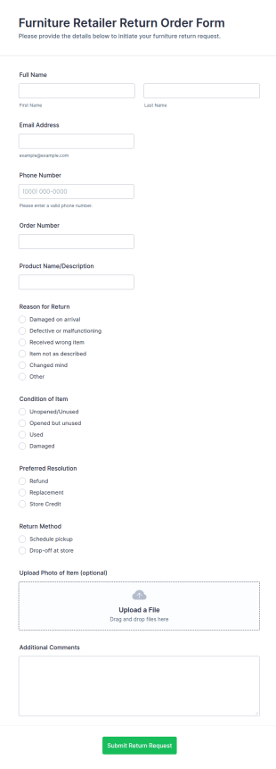 Furniture Return Request Form Template
