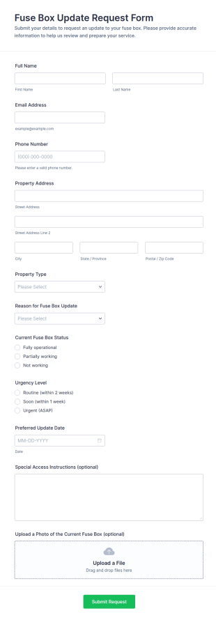 Fuse Box Update Request Form Template