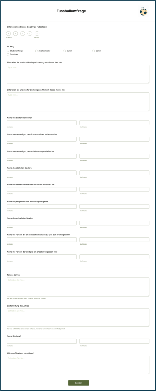 Fussballumfrage Form Template