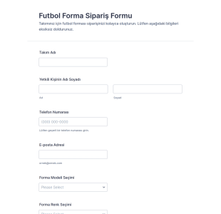Futbol Forma Sipariş Form Şablonu