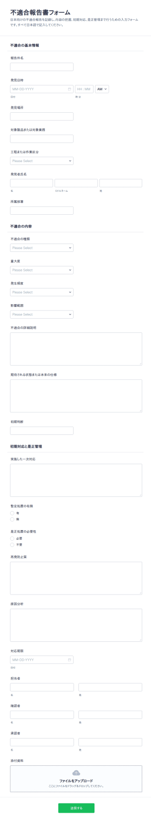 不適合報告書