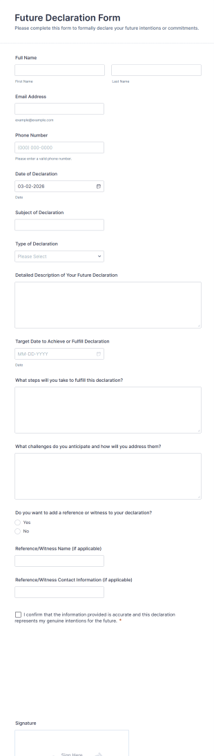 Future Declaration Form Template