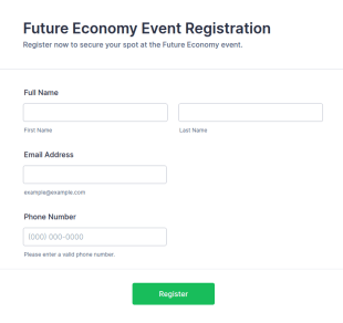 Future Economy Event Registration Form Template