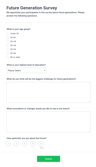 Future Generation Survey Form Template
