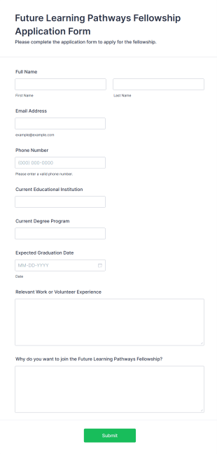 Future Learning Pathways Fellowship Application Form Template