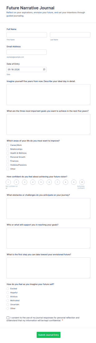 Future Narrative Journal Form Template