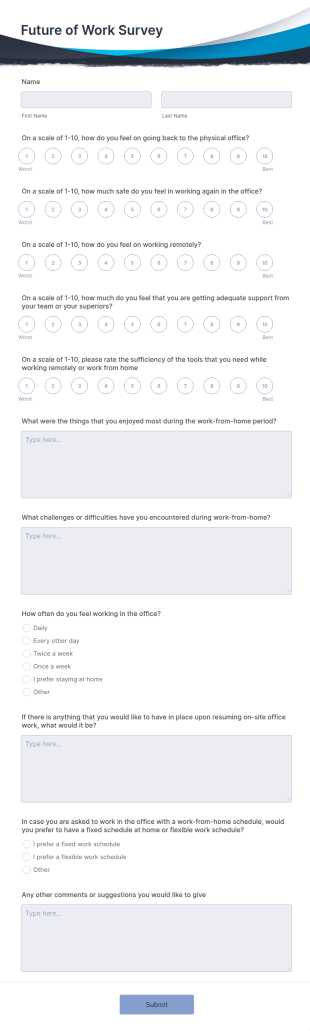 Future Of Work Survey Form Template