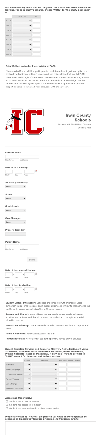 ICSS Distance Learning Form Template