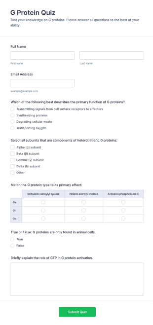 G Protein Quiz Form Template