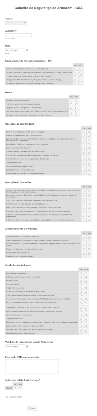 Gabarito De Segurança Do Armazém GSA Form Template