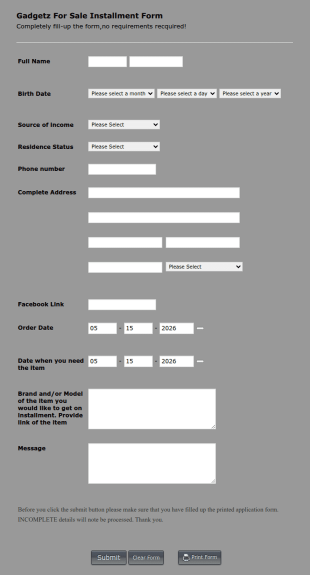Item Order Form Template