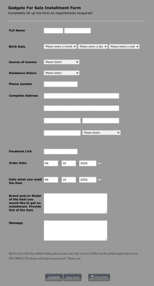 Item Order Form Template
