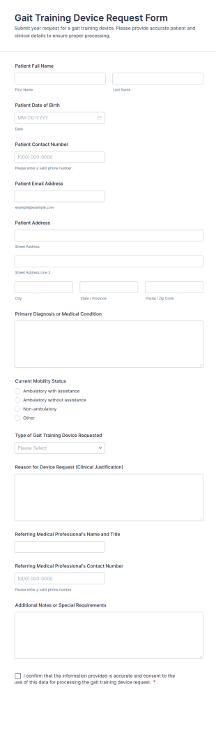 Gait Training Device Request Form Template