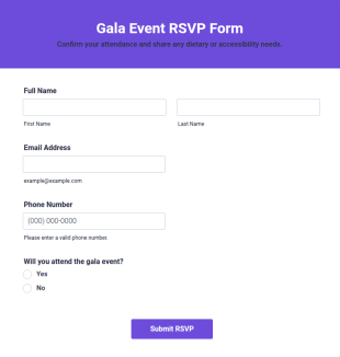 Gala Event RSVP Form Template