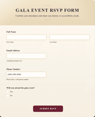 Gala Event RSVP Form Template
