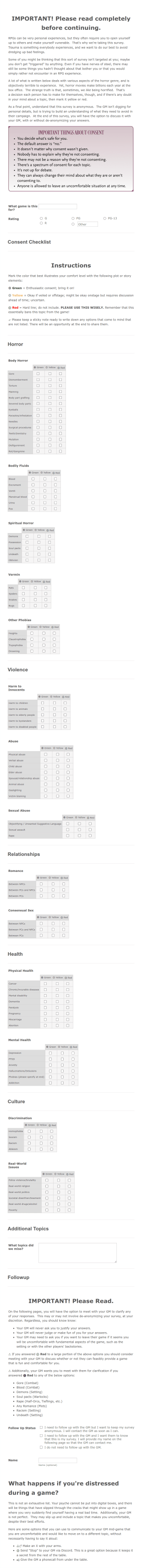 Game Consent Form Template