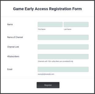 Game Early Access Registration Form Template