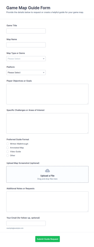 Game Map Guide Form Template