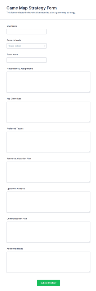 Game Map Strategy Form Template