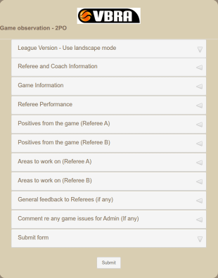 Game Observation Form Template