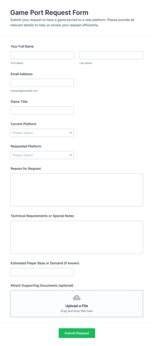 Game Port Request Form Template