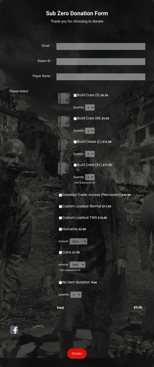 Game Server Donation Form Template
