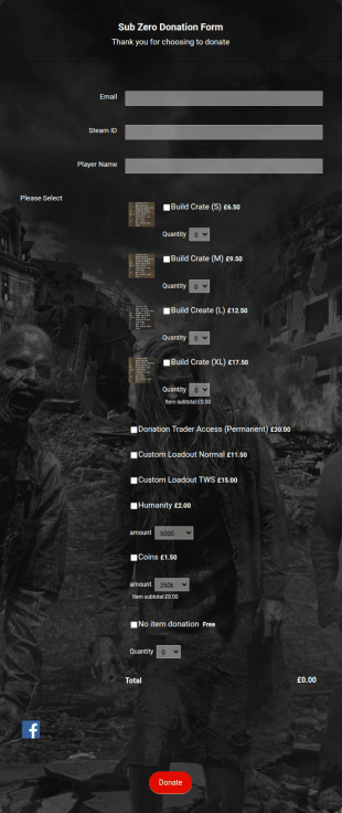 Game Server Donation Form Template