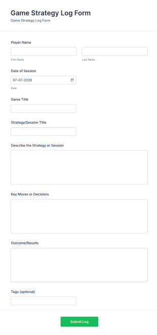 Game Strategy Log Form Template