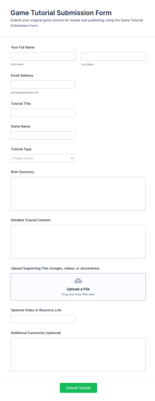 Game Tutorial Submission Form Template