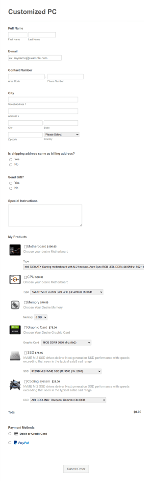Gaming System Order Form Template