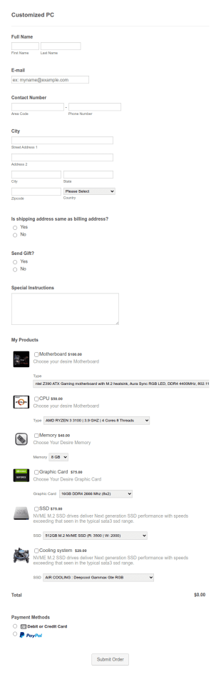 Gaming System Order Form Template