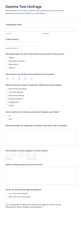 Gamma Test Umfrage