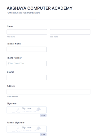 Computer Tuition Registration Form Template