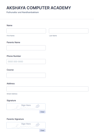 Computer Tuition Registration Form Template