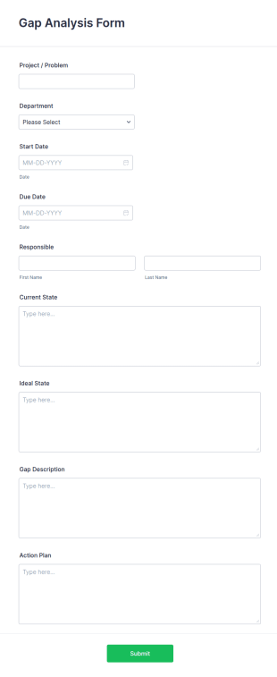 Gap Analysis Form Template