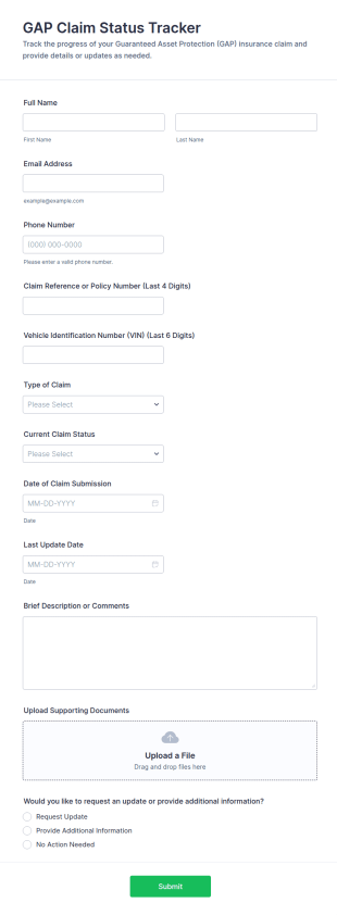 GAP Claim Status Tracker Form Template