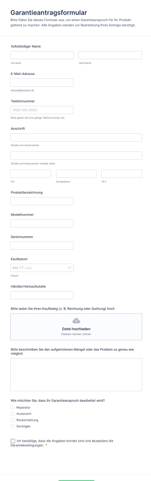 Garantieantragsformular
