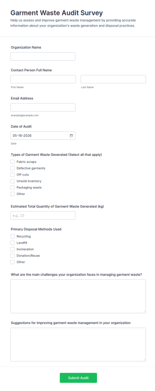Garment Waste Audit Survey Form Template