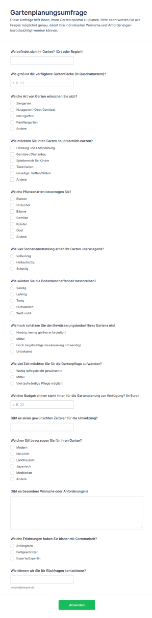 Gartenplanungs Umfrage