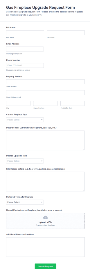 Gas Fireplace Upgrade Request Form Template
