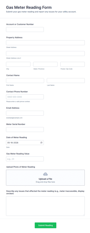 Gas Meter Reading Form Template